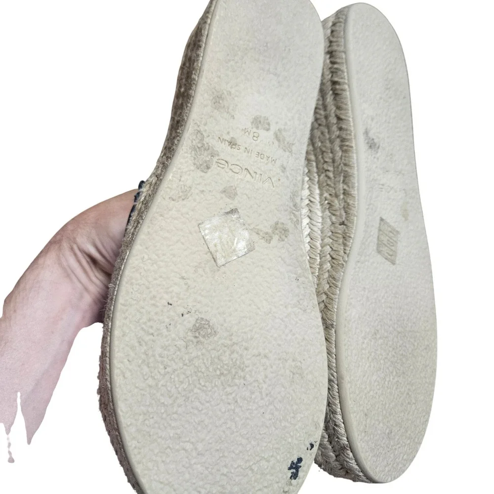 Vince Jesse Leather Espadrille Platform Espadrille Slide Sandals 8M Quiet Luxury